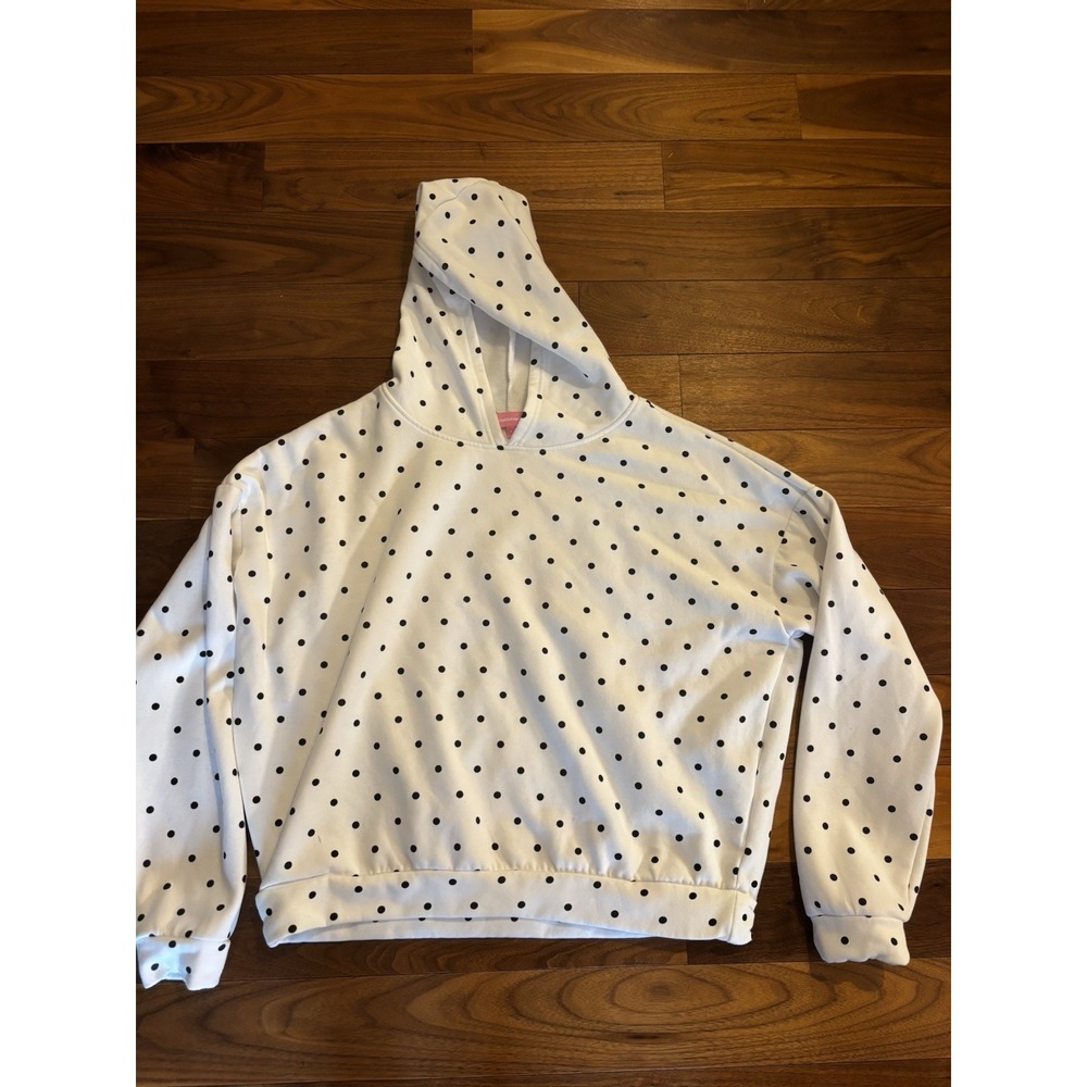 Edikted Juniors/Womens Polka Dot Bow Logo Oversized Hoodie Sweatshirt M